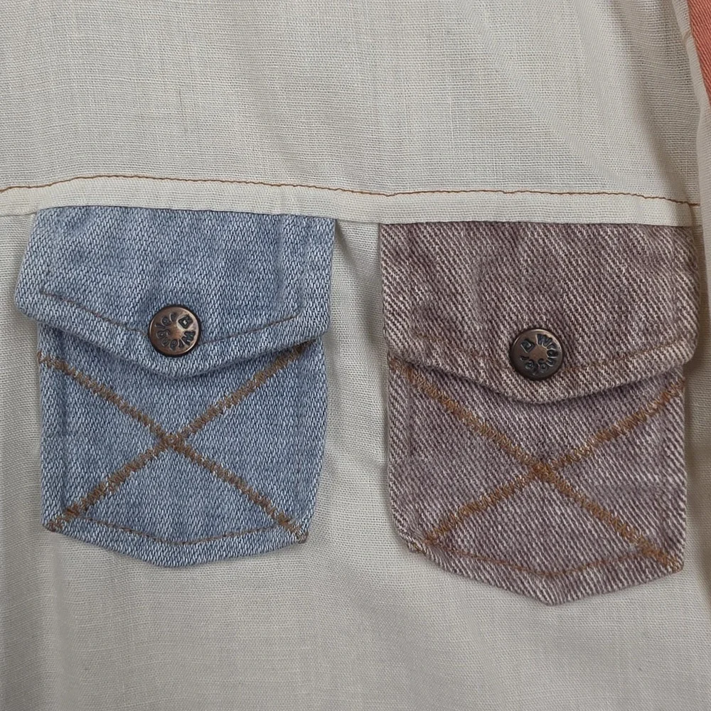 Vintage Wrangler Shirt Men's L Cream Multi Pocket Snap Button Western Dagger 70s